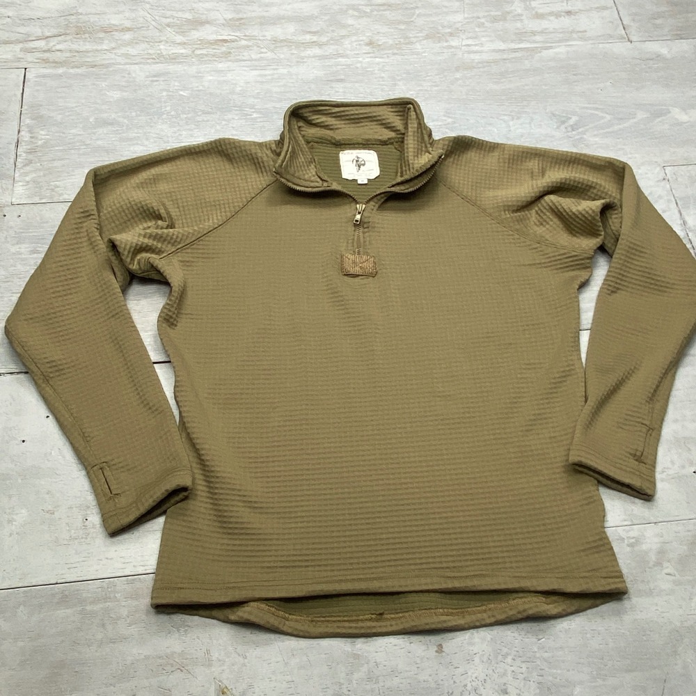 A.O.S. Tactical Atheros 1/4 Zip Waffle Grid Fleece Pullover Mens M Coyote Brown